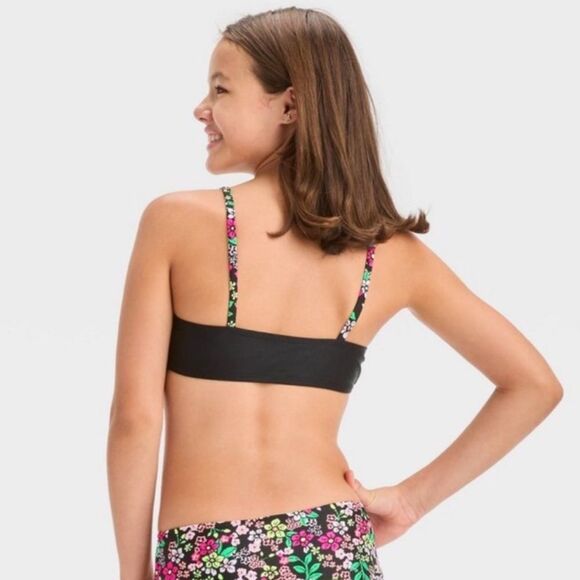 NWT Art & Class Small (6/7) Girl’s Bikini Swim Top Floral Flower Print - Picture 3 of 5